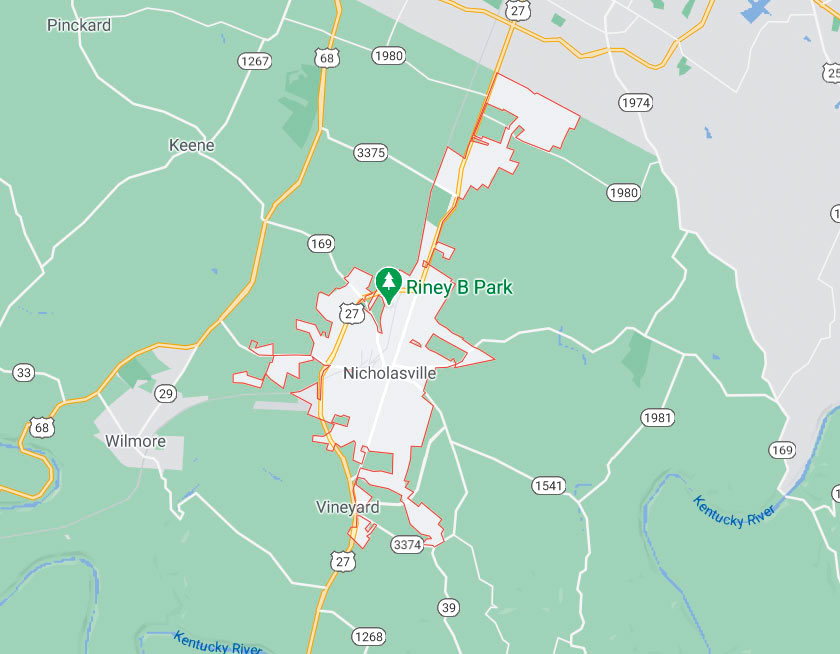 Map of Nicholasville Kentucky