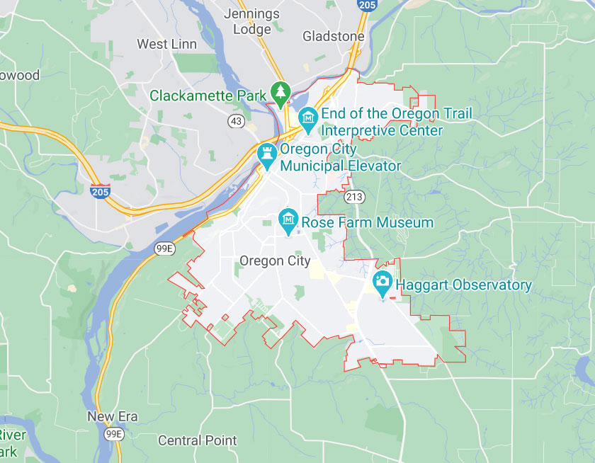 Map of Oregon City Oregon