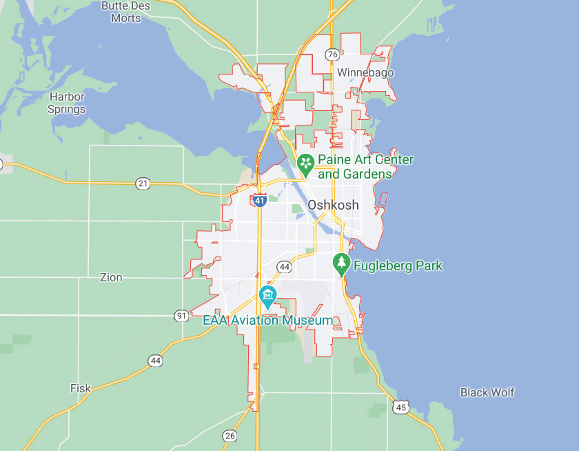 Map of Oshkosh Wisconsin
