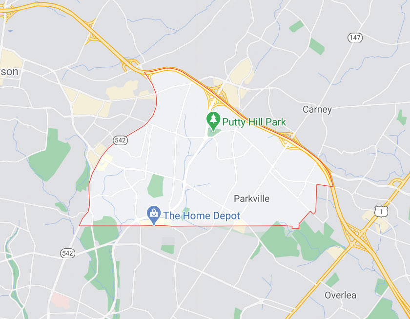 Map of Parkville Maryland