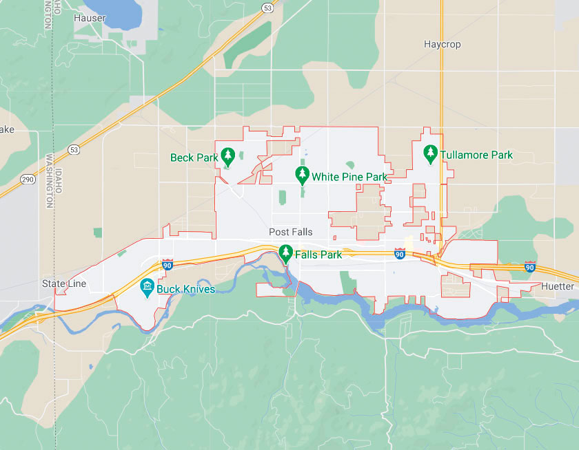 Map of Post Falls Idaho