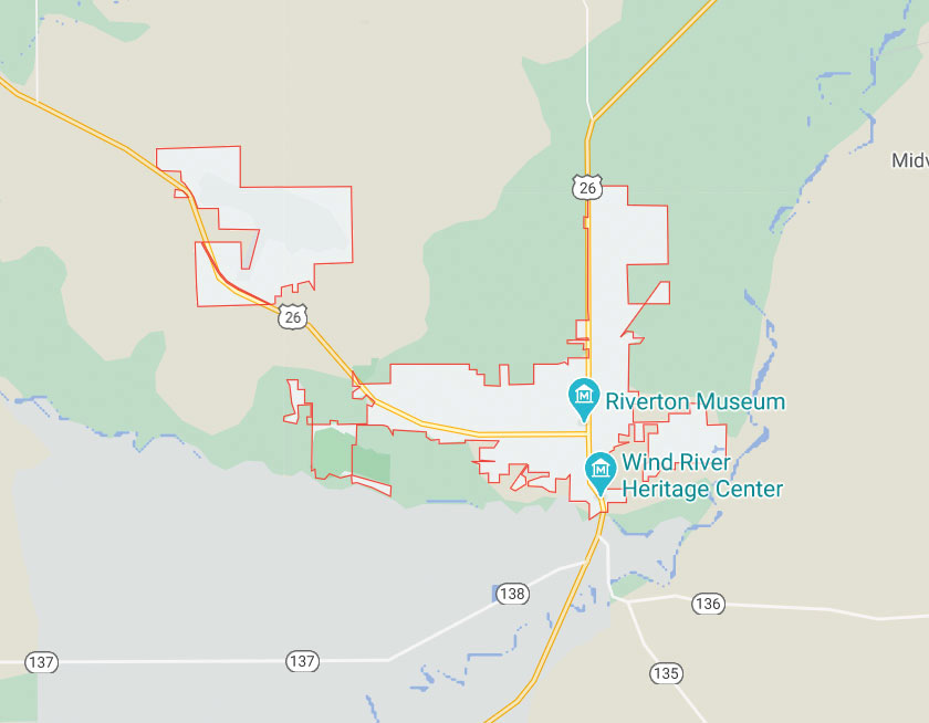 Map of Riverton Wyoming