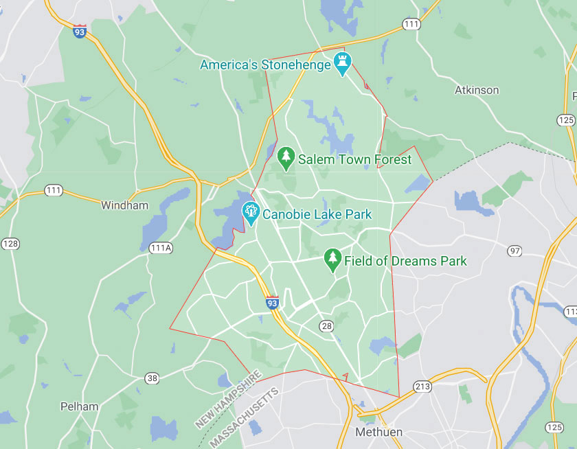 Map of Salem New Hampshire