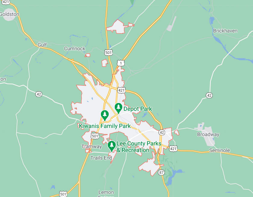 Map of Sanford North Carolina