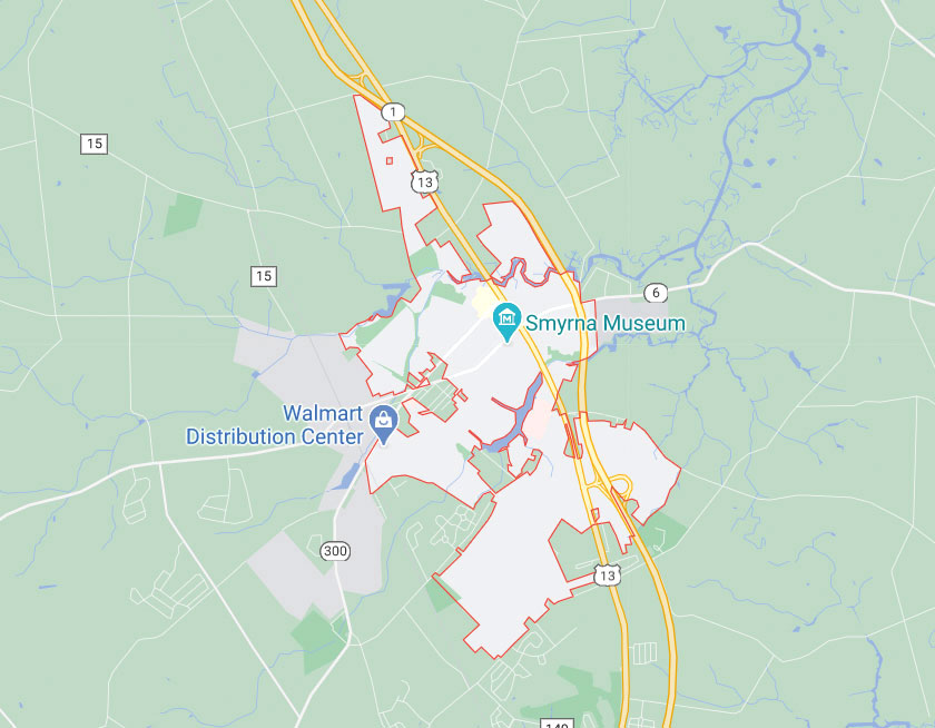 Map of Smyrna Delaware