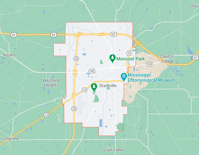 Map of Starkville Mississippi