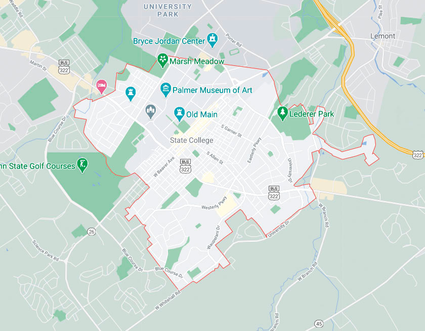 Map of State College Pennsylvania