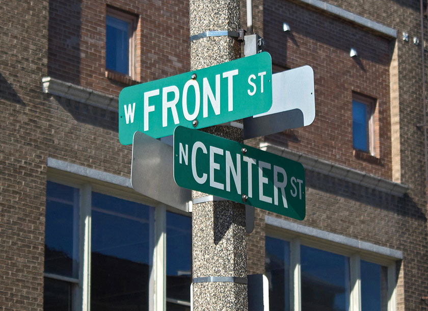 Street sign in Bloomington Illinois