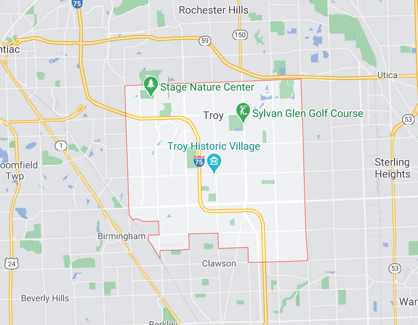 Map of Troy Michigan
