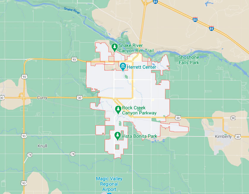 Map of Twin Falls Idaho