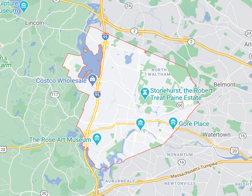Map of Waltham Massachusetts