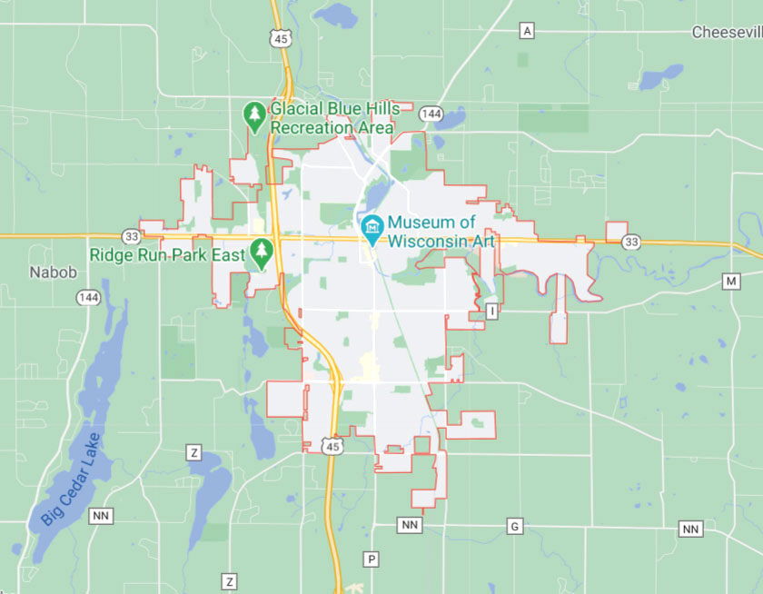 Map of West Bend Wisconsin