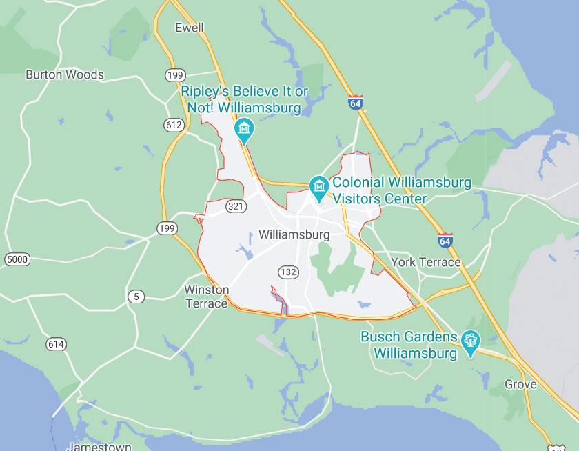 Map of Williamsburg Virginia