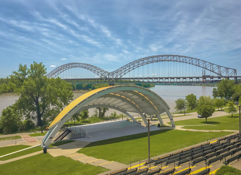 A view of the Sherman Minton Bridge in New Albany Indiana