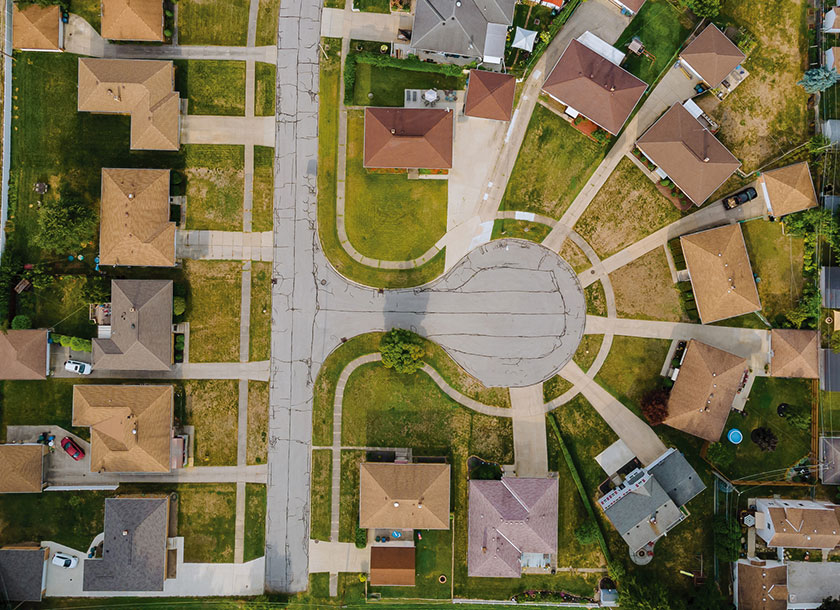 Aerial view of houses in Portales New Mexico