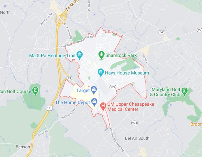 Map of Bel Air Maryland