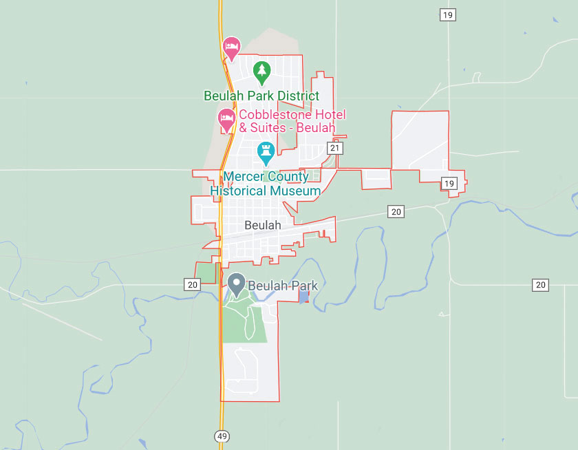 Map of Beulah North Dakota