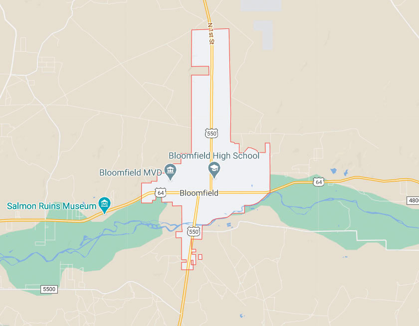 Map of Bloomfield New Mexico