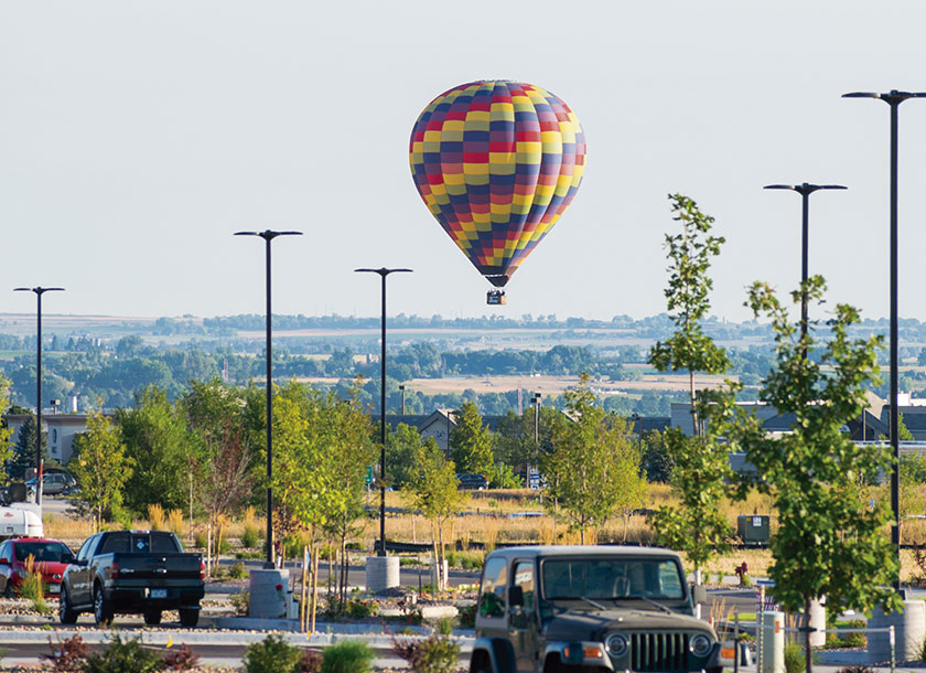 Brighly colored balloon in Lafayette Colorado