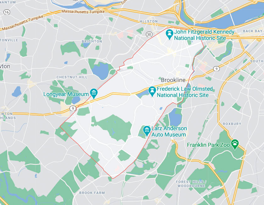 Map of Brookline Massachusetts