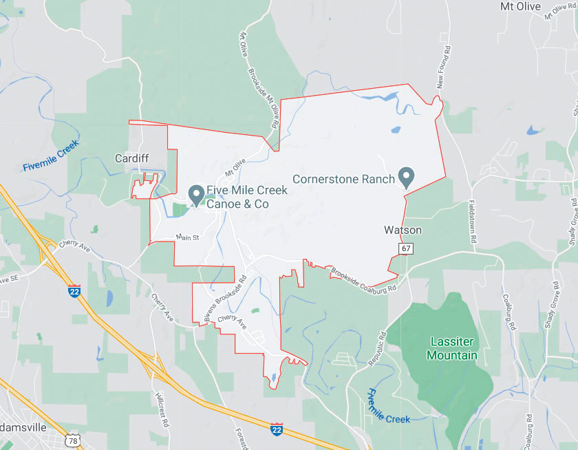 Map of Brookside Alabama