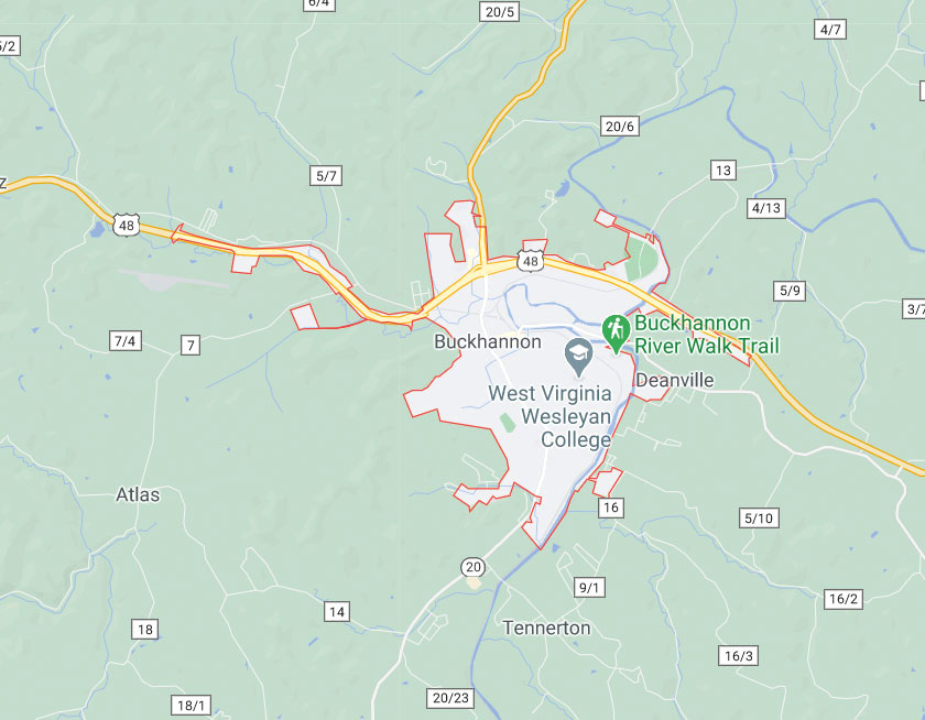 Map of Buckhannon West Virginia