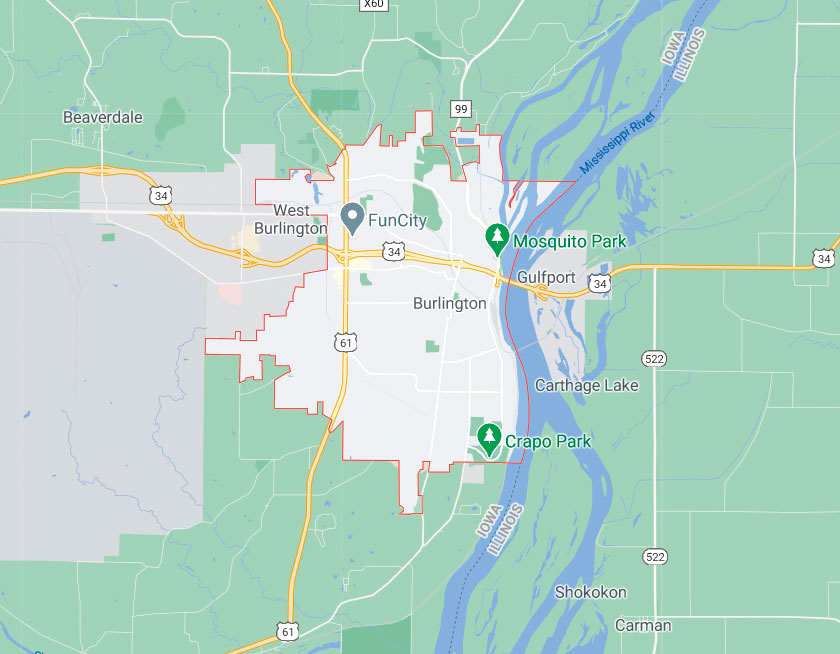 Map of Burlington Iowa