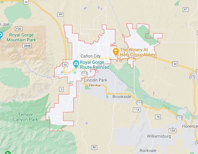Map of Cañon City Colorado