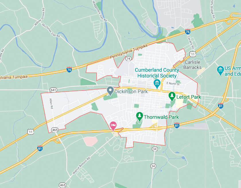 Map of Carlisle Pennsylvania