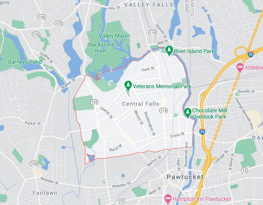 Map of Central Falls Rhode Island