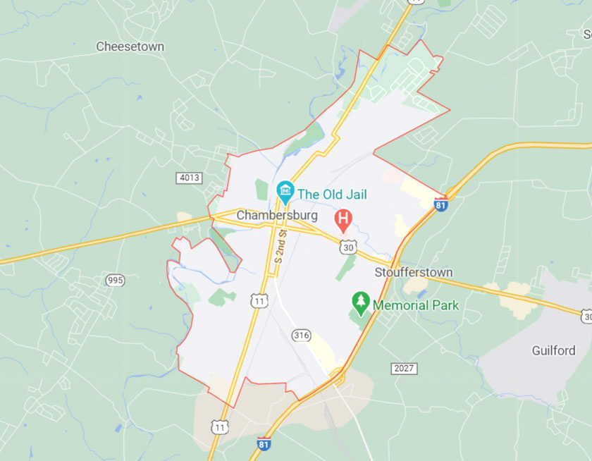 Map of Chambersburg Pennsylvania