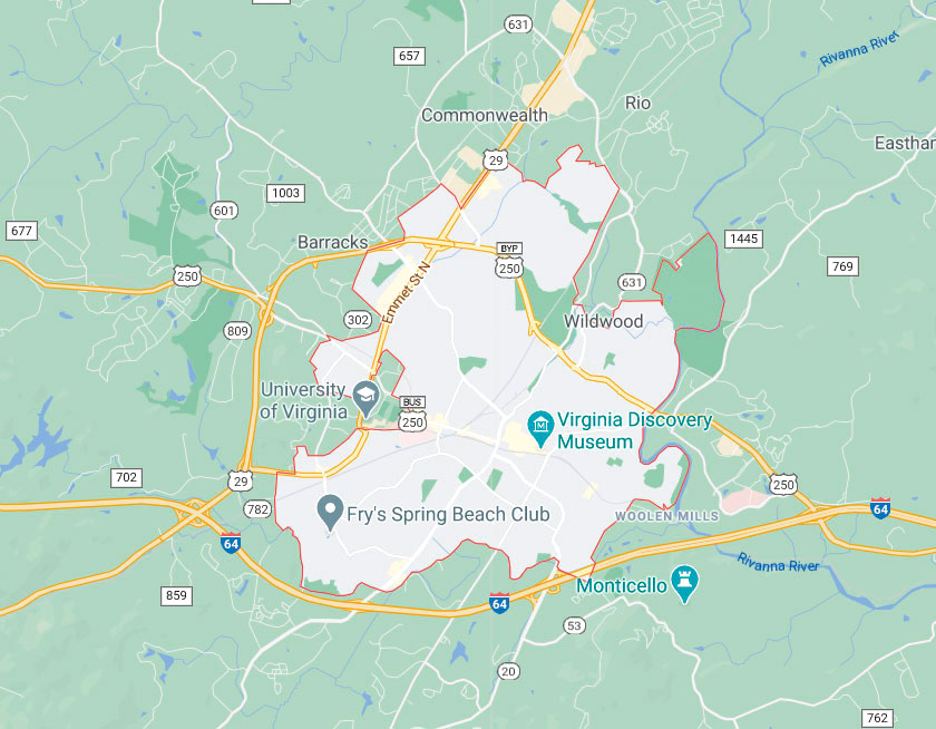 Map of Charlottesville Virginia