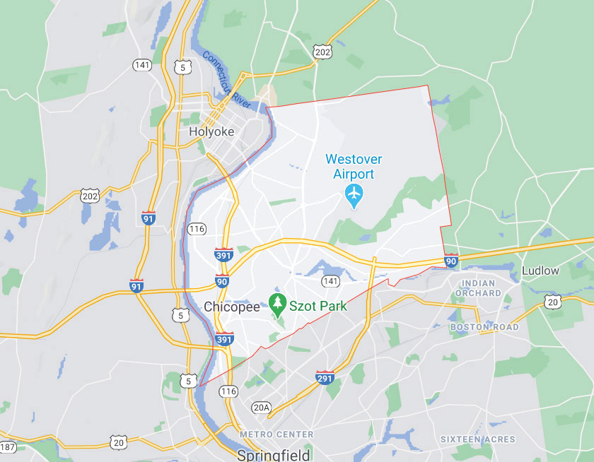 Map of Chicopee Massachusetts