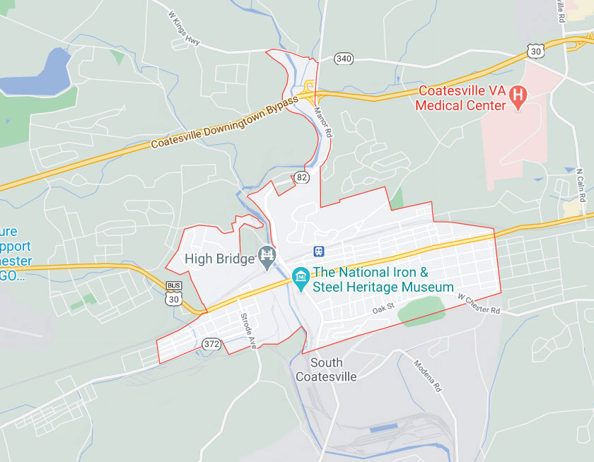 Map of Coatesville Pennsylvania