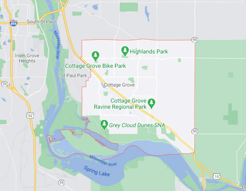 Map of Cottage Grove Minnesota