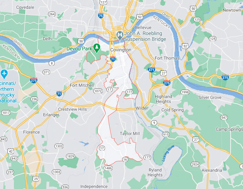 Map of Covington Kentucky
