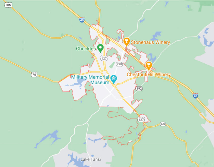 Map of Crossville Tennessee