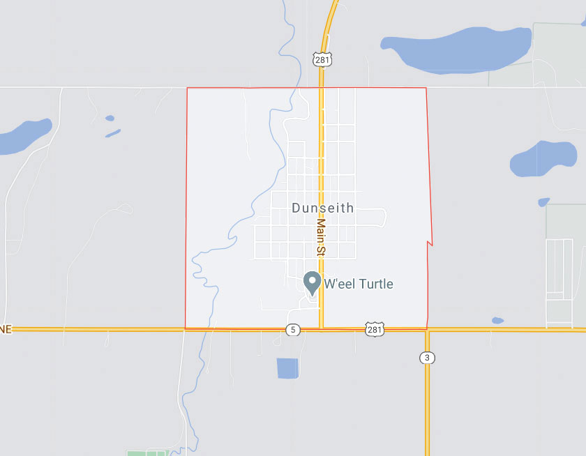 Map of Dunseith North Dakota
