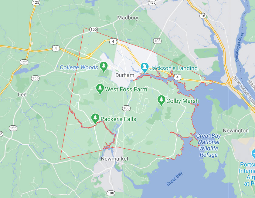 Map of Durham New Hampshire