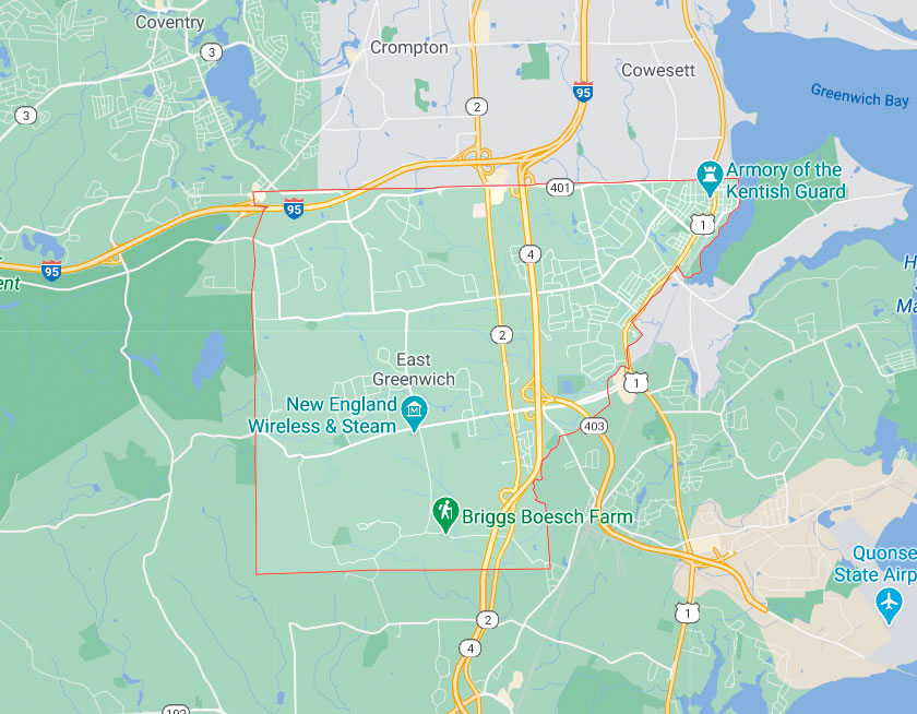 Map of East Greenwich Rhode Island
