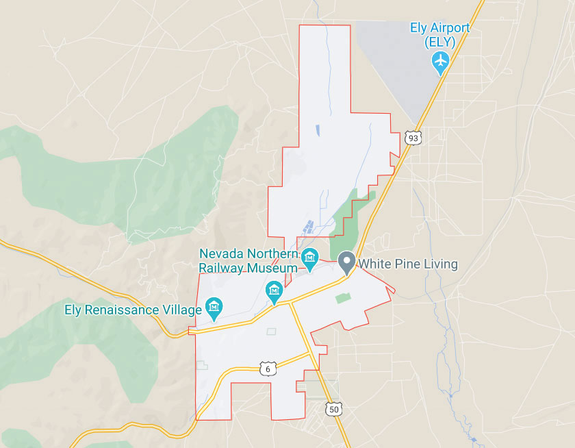 Map of Ely Nevada