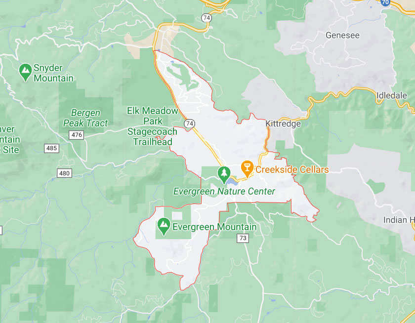 Map of Evergreen Colorado