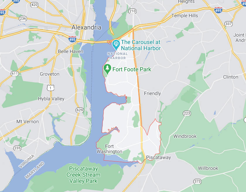 Map of Fort Washington Maryland