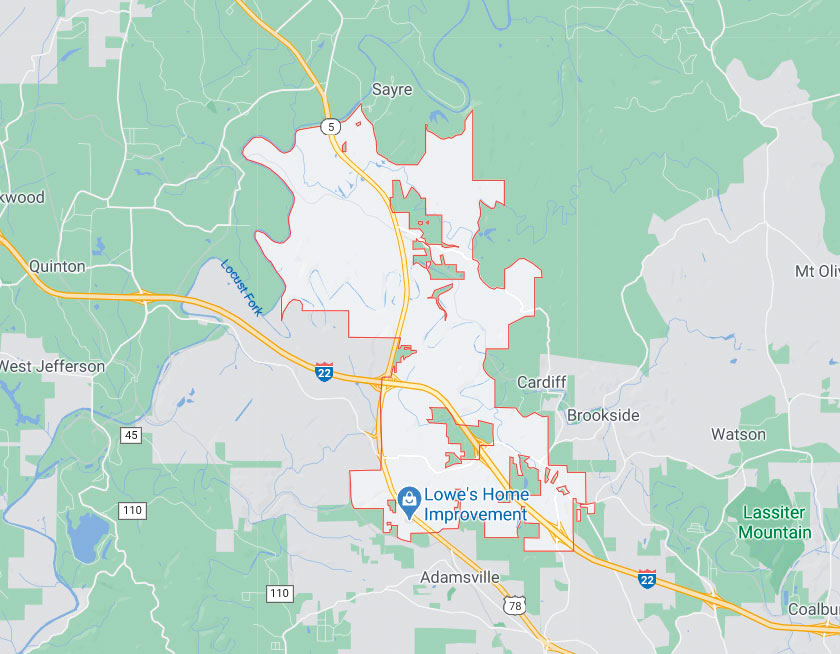 Map of Graysville Alabama