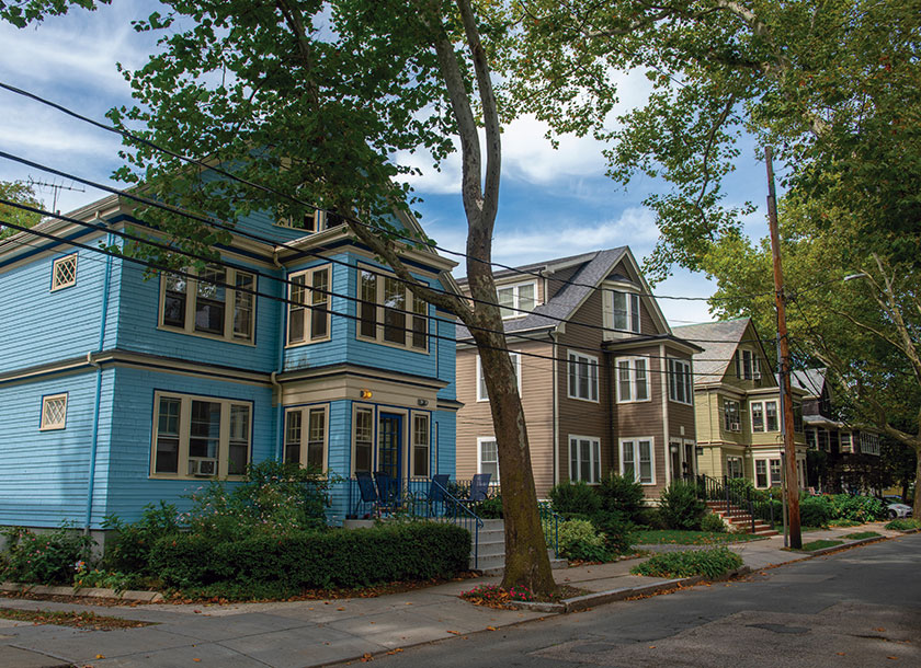 Historic Buildings downtown Brookline Massachusetts