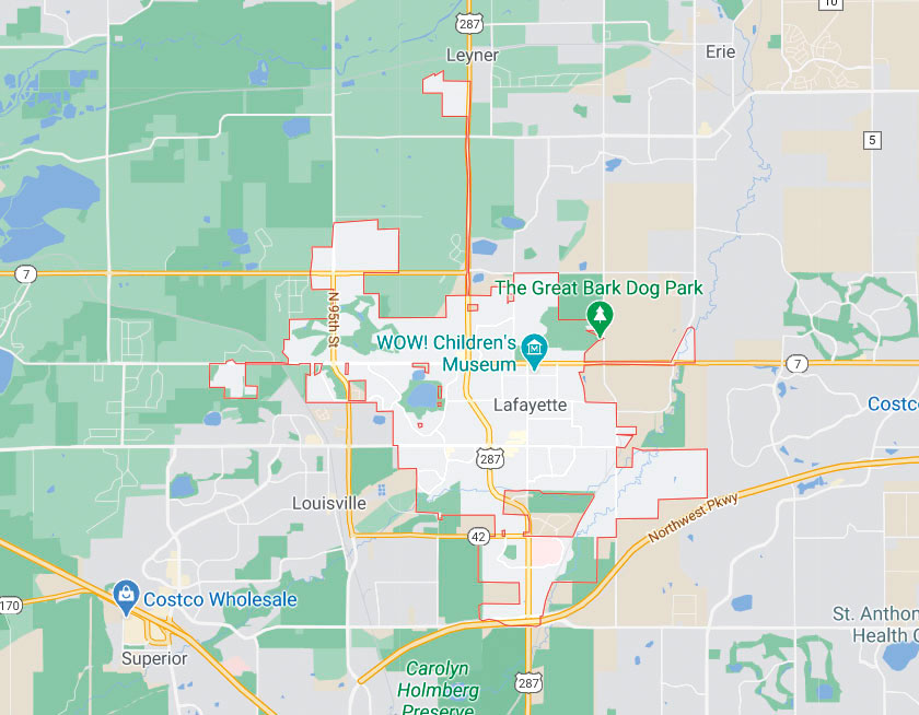 Map of Lafayette Colorado