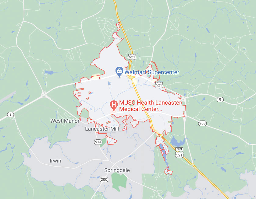 Map of Lancaster South Carolina