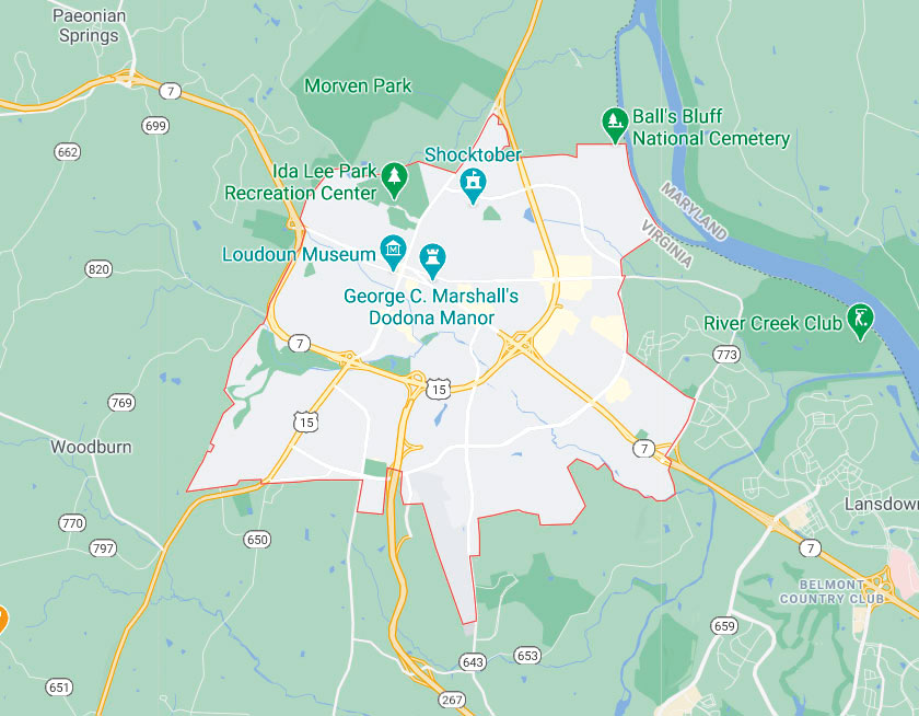 Map of Leesburg Virginia