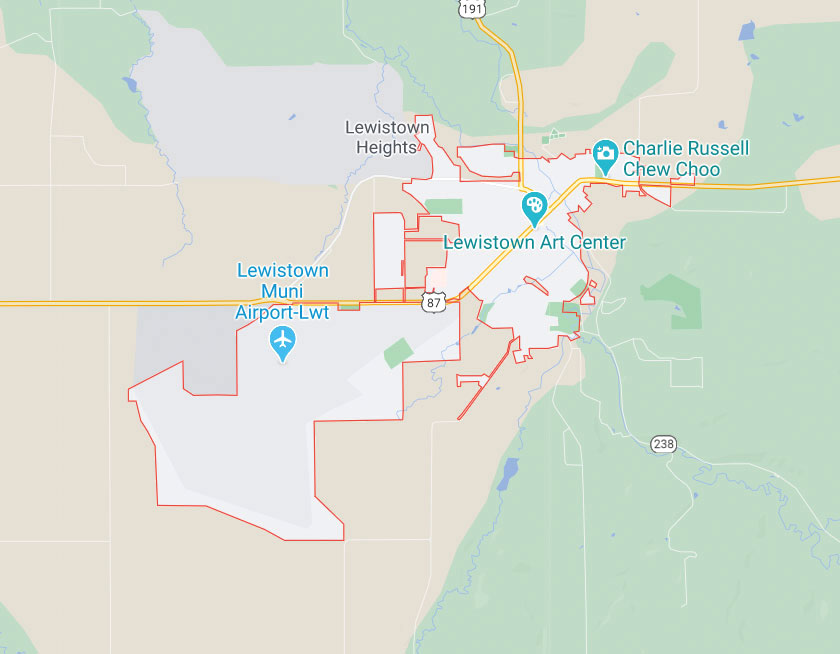 Map of Lewistown Montana