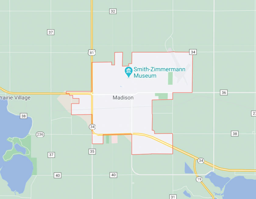 Map of Madison South Dakota